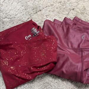 ZYIA gold foil and chrome leggings